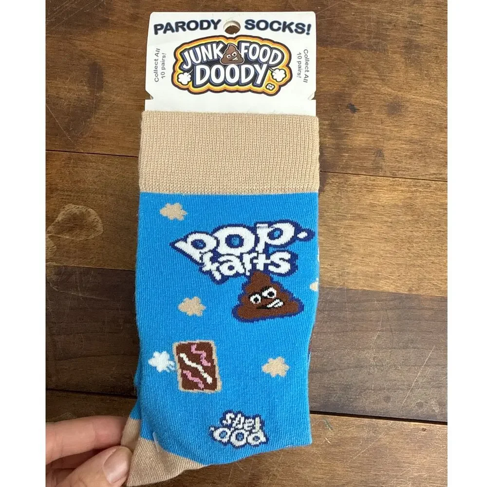 Junk Food Doody **NEW** Pop Farts Funny Novelty Parody Socks Shoe Size 6-12